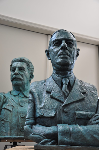 JOSEF STALIN & CHARLES deGAUL bronze busts at Richard Pumphrey's studio.