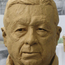 Portrait sculpture of PROFESSOR JOHN. BRINKLEY of Hampden-Sydney College in Farmville, VA. Sculpture depicted here is in-progress and in its clay state.