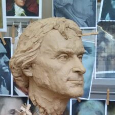 Clay state sculpture in progress of THOMAS JEFFERSON commissioned for Poplar Forest in Forest, VA.