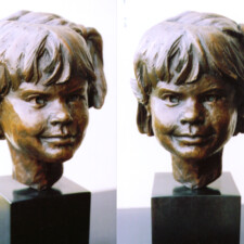 Commissioned bronze child sculpture of ANNA. Private Collection.