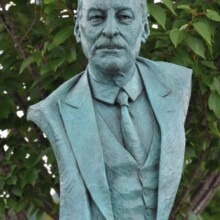 Bronze sculpture of CLEMENT ATTLEE at The NATIONAL D-DAY MEMORIAL in Bedford, VA.