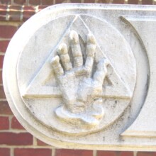 “Hand of God” detail for COLUMBARIUM CROSS at First Presbyterian Church in Lynchburg, VA; the cross was cast in concrete.