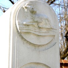 “Lamb” detail on COLUMBARIUM CROSS, for First Presbyterian Church, Lynchburg, VA. Cross is cast in concrete.