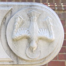 “Dove” detail for COLUMBARIUM CROSS at First Presbyterian Church in Lynchburg, VA. The cross is cast in concrete.