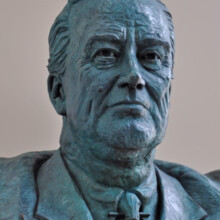 Bronze portrait sculpture of FRANKLIN D. ROOSEVELT for The NATIONAL D-DAY MEMORIAL in Bedford, VA.