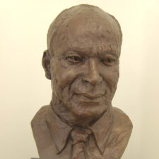 Bronze sculpture portrait of DR. WALTER “COACH” JOHNSON at the Johnson Health Center, Lynchburg, VA.