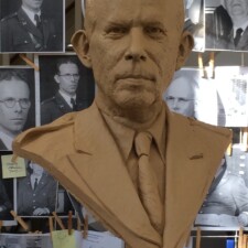 Clay sculpture of COLONEL ROBERT “DOC” CARROLL of Virginia Military Institute, Lexington, VA. This picture is of the sculpture in its clay state, in-progress.