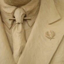 This picture is a detail view of the FRANKLIN D. ROOSEVELT sculpture in its clay state.
