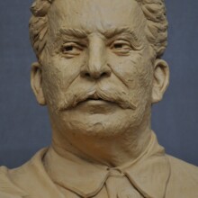 The JOSEF STALIN sculpture during its clay state at the artist’s studio in Lynchburg.