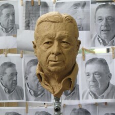 Clay portrait sculpture of Professor John Brinkley at Hampden-Sydney College in Farmville, Virginia
