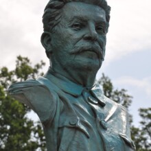 Bronze portrait sculpture of JOSEF STALIN at The NATIONAL D-DAY MEMORIAL in Bedford, VA.