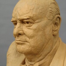 WINSTON CHURCHILL sculpture at the artist’s Studio. Depicted is the sculpture in its clay state.