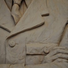 Clay state detail sculpture of CHARLES DEGAUL at the Artist’s Studio.